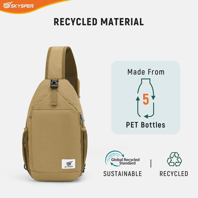 Detalle de SKYSPER Sling Bag RFID cross body recycled travel daypack