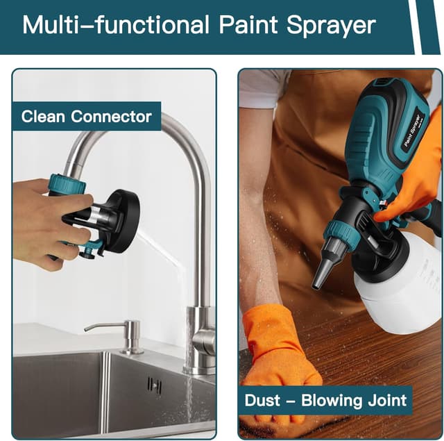 Detalle de GLORITY Pistolet à Peinture HVLP 700W (1200 ml) : pulvérisateur électrique à débit réglable, 4 buses et 3 modes