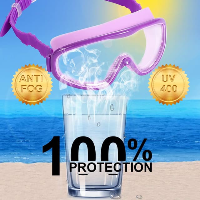 Detalle de Yizerel 2 Pack Kids Swim Goggles (Ages 3–15) – Wide Vision, Anti-Fog, UV Protected