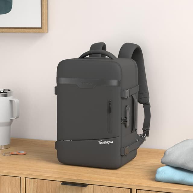 Detalle 2 de YOUNGOA Mochila de Viaje Cabina para Avión ✈️ 20L Negro
