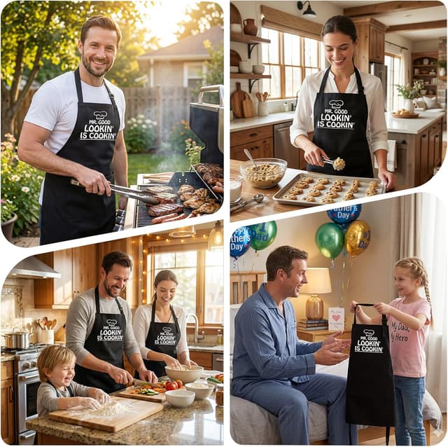 Detalle 2 de APRONPANDA BBQ apron for men with pockets