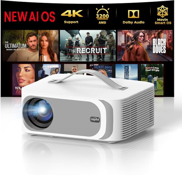 Detalle de Lisowod L61Pro 4K Outdoor Smart Projector with WiFi & Bluetooth (MOVIN AI Auto Focus, HDR10+)