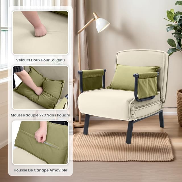 Thumbnail 6 de FLEXISPOT Fauteuil relaxant convertible 3 en 1 avec dossier réglable 6 positions (lit, chaise longue)