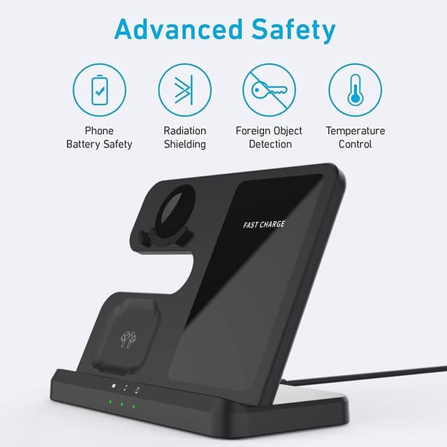 Detalle 2 de 3-in-1 Wireless Charger for Samsung phones, Galaxy Watch and Buds (10W stand + magnetic watch holder)