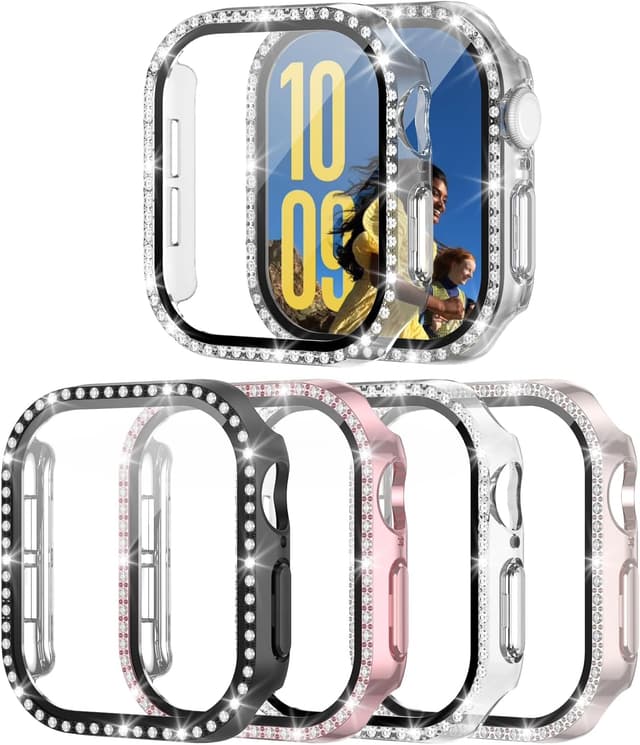 Thumbnail 6 de 4-Pack Bling Diamond Case for Apple Watch SE (40mm) / Series 6–4 (40mm) with Tempered Glass Screen Protector