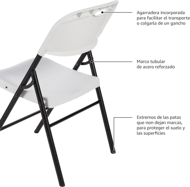 Thumbnail 4 de Amazon Basics Juego de 4 sillas plegables blancas 🪑 para camping y cocina