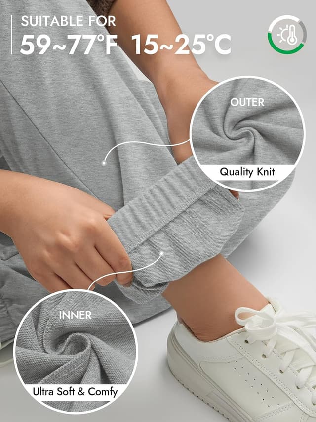 Detalle de ATHMILE Women’s High-Waisted Baggy Sweatpants with Pockets — Lounge & Workout Joggers