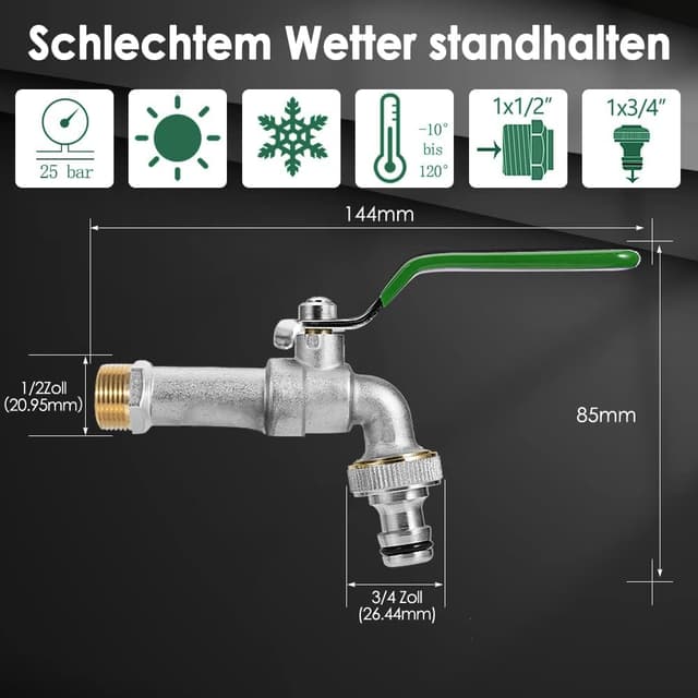 Detalle 2 de SPGOOD Garten Wasserhahn 1/2 Zoll