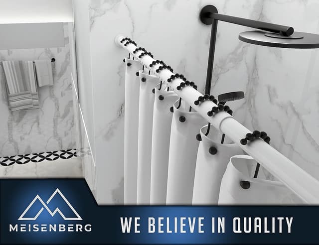 Detalle 2 de MEISENBERG Duschstange ohne Bohren 210–260 cm, weiß – Klemmstange mit Ø 32 mm für Vorhänge, Bad & Balkon