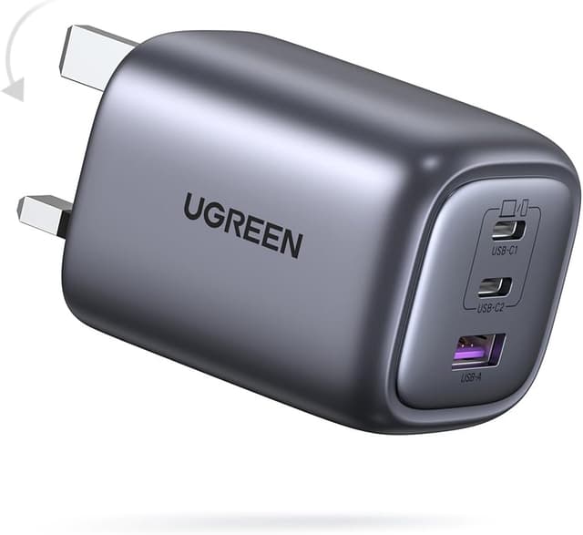Detalle de UGREEN Nexode 65W USB C charger with 3‑port USB‑C plug 🔌