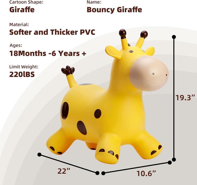 Detalle de EVERICH TOY Giraffe Bouncy Horse Hopper for Toddlers (Inflatable Ride-On Jumping Toy)