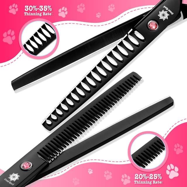 Detalle de Dream Reach 7" Dog Grooming Scissors Kit (6CR stainless steel, 6 in 1 set) – Pink