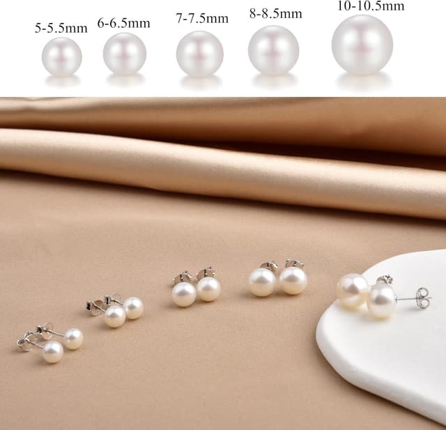 Thumbnail 5 de Süßwasserperlen Perlenohrringe 5–10 mm