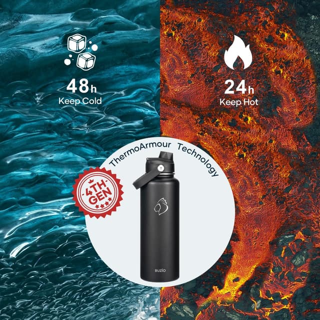 Thumbnail 1 de BUZIO Stainless Steel Water Bottle with Straw 1180 ml