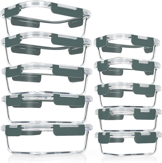 Detalle de VERONES Glass Meal Prep Containers 10-pack 🥡