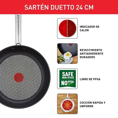 Detalle 1 de Tefal Duetto - Sartén 24 cm 🍳 | Antiadherente y apta inducción