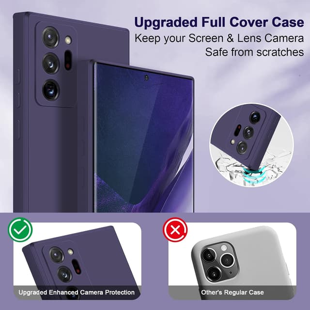Detalle de Btstring Silicone Case for Samsung Galaxy Note 20 Ultra (Deep Purple) with camera protection lining