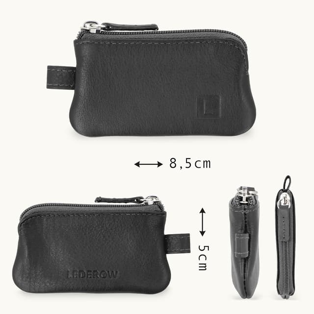 Detalle de LEDEROW Mini Schlüsseltasche aus echtem Leder – kompaktes Schlüsseletui für Motorrad- und einzelne Hausschlüssel