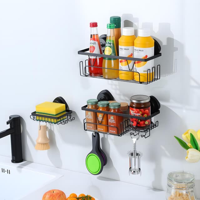 Thumbnail 3 de Kegii Estantería Ducha Telescópica 4 Cestas Negro