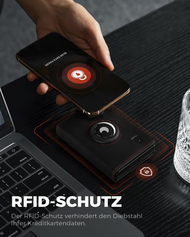 Thumbnail 5 de LORZOR® Design für Airtag Wallet, Slim Wallet mit Münzfach, Geldbörse Herren echtem Leder, RFID Blocker Portemonnaie, Portmonee Herren kartenetui Platz für 10 Karten, Geldbeutel (Schwarz rot)
LORZOR® Design für Airtag Wallet, Slim Wallet mit M…