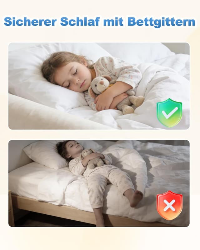 Detalle de Oiomniv aufblasbares Bettschutzgitter (2er-Set) – tragbarer Rausfallschutz für Kleinkinder