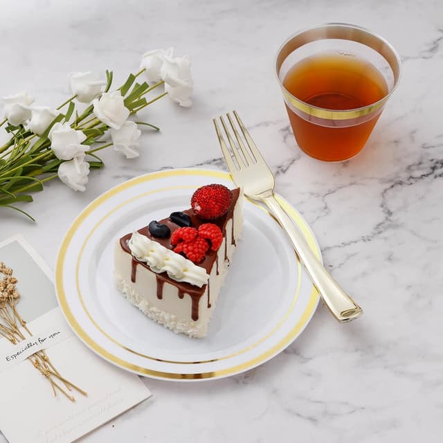 Thumbnail 1 de BESTVIP 600-piece Gold Dinnerware Set 🍽