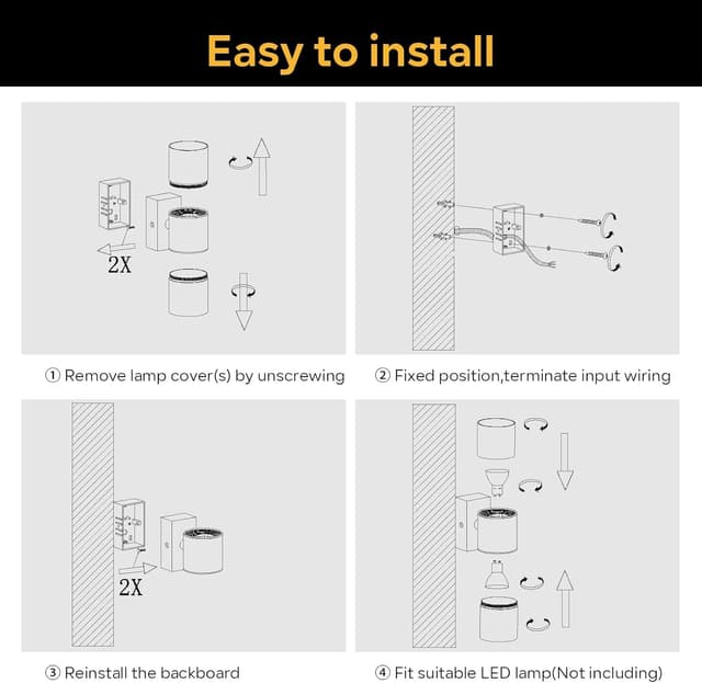 Detalle 2 de Kerry Outdoor Wall Lights up & down mains powered, black stainless steel IP44 (2 pack)