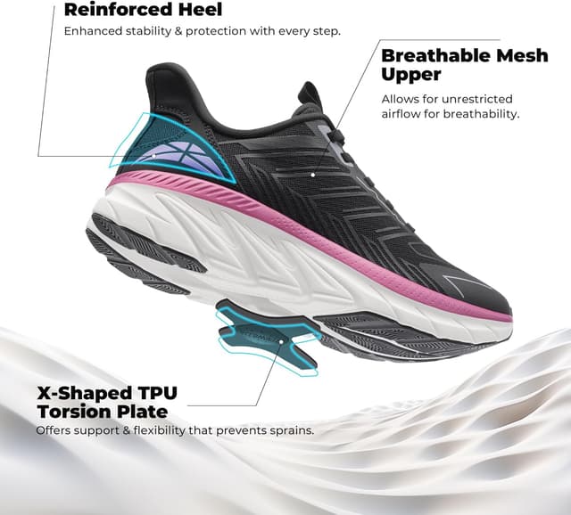 Detalle 2 de ALLSWIFIT Slip-On Walking Sneakers for Women with Cushy EVA Midsole