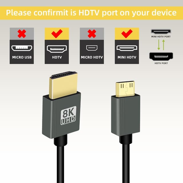 Thumbnail 6 de RIIEYOCA 8K Mini HDTV to HDTV Short Coiled Cable (48Gbps, 8K@60Hz / 4K@120Hz) with HDR Support