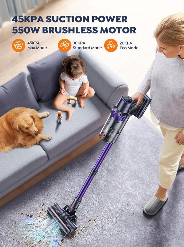 Detalle 1 de Cordless Vacuum Cleaner 45KPA 110 Min Runtime 🧹