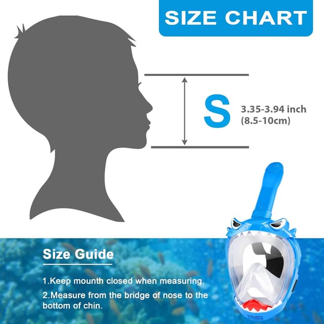 Detalle de Kids Full Face Snorkel Mask with 180° Panoramic View and Dry Top System