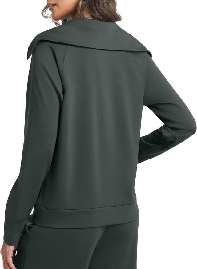 Detalle de Casly Lamiit 2-Piece Lounge Set for Women (Long Sleeve Zip-Up + Wide-Leg Sweatpants) — Spring Travel Outfit