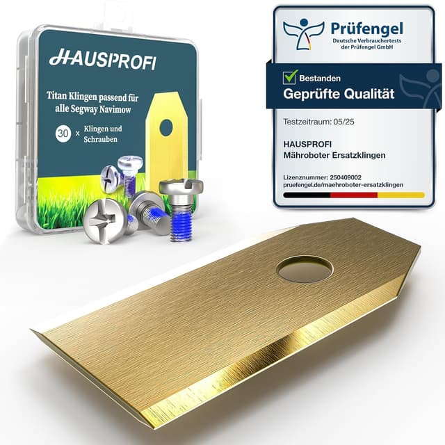 Detalle de HAUSPROFI 30x Titan-Ersatzklingen für Segway Navimow i105e & H-Serie (kompatibel mit i/H/X Modellen) – DIN EN 50636-2-107 geprüft