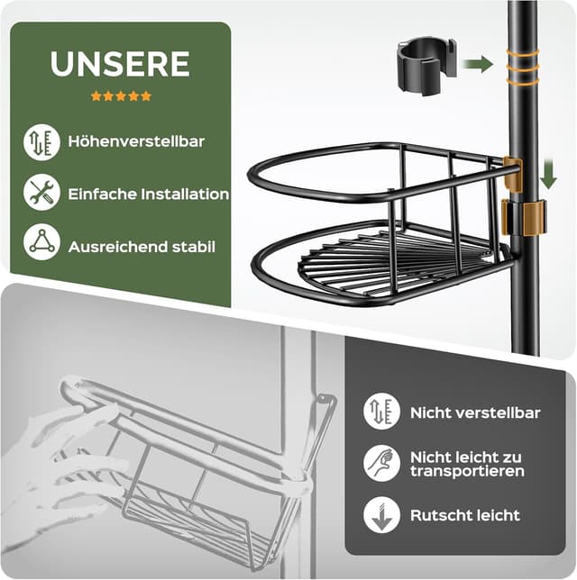Thumbnail 2 de HAMITOR Teleskop Duschablage verstellbar 121–314 cm