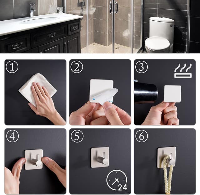 Thumbnail 6 de Aikzik Self Adhesive Hooks 8kg pack of 4 🪝