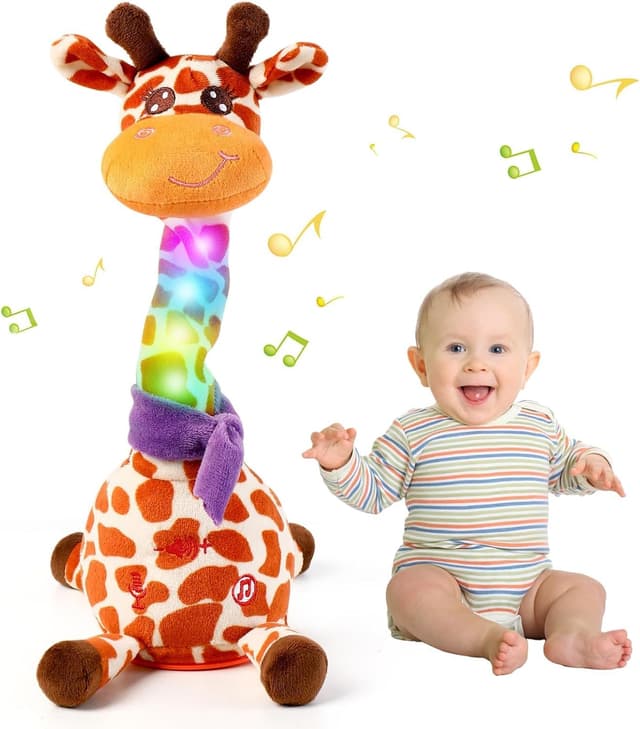 Detalle de Edencomer Singing Dancing Giraffe Toy (Spotted) with Volume Control & Voice Recording