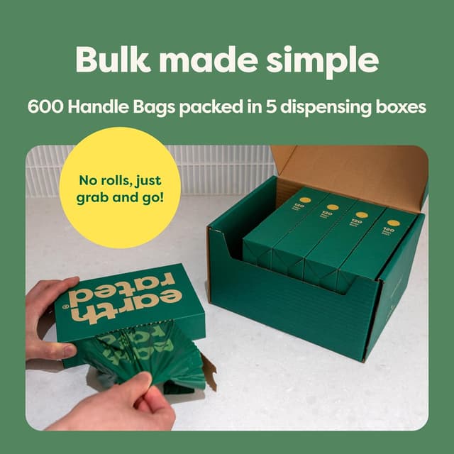 Detalle 2 de Earth Rated sacchetti igienici per cani con manici extra larghi (600 sacchetti), a prova di perdite