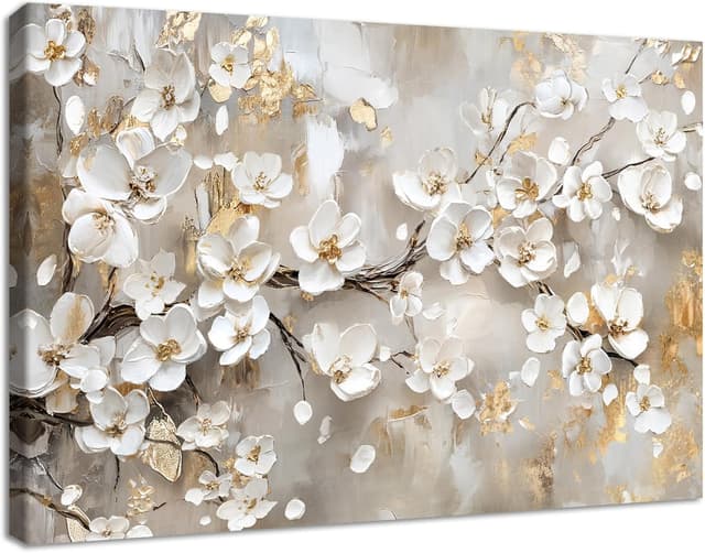 Thumbnail 6 de Abstrakt Weiß Grün Gold Leinwandbild 120x80 cm