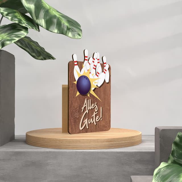 Thumbnail 1 de Kegeln Geschenk Bowling Holzkarte