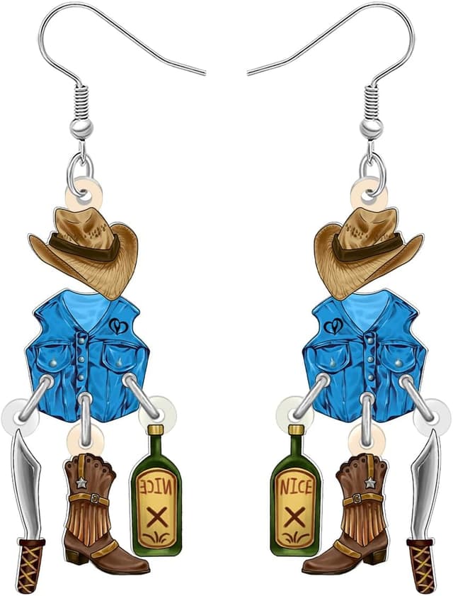 Thumbnail 6 de RAIDIN Acryl Cowboy Cowgirl Ohrringe 40 mm