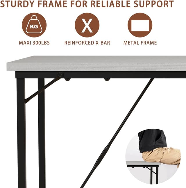 Thumbnail 6 de Devoko Computer Desk (80 x 50 x 75 cm) – compact home office writing desk with industrial metal frame, black/white