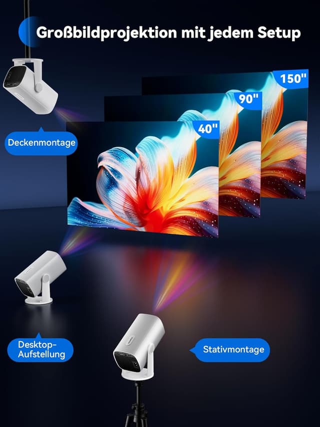 Detalle de Soomfon Rétroprojecteur portable 1080P : mini vidéoprojecteur Bluetooth (attention audio) pour téléphone, HDMI/USB/TV Stick