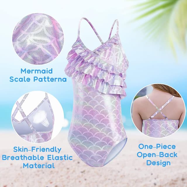 Detalle de Flintronic costume da bagno intero per ragazze, bikini senza maniche estivo