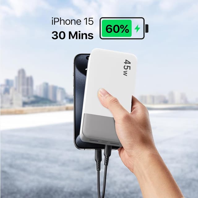 Thumbnail 6 de JUOVI Power Bank 20000 mAh portatile 45W con display digitale, USB-C In&Out (J2621) bianco