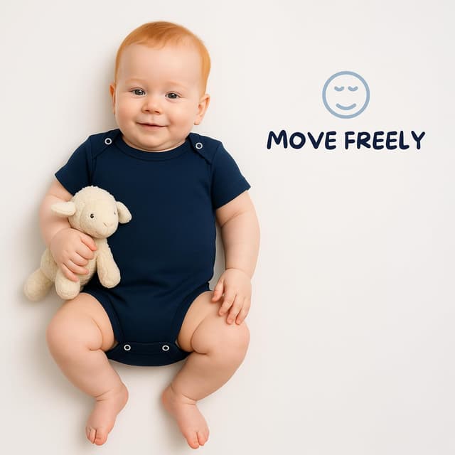 Detalle de rise&Raba Baby Bodysuit 3 Pack (0–4 Years) in 100% Organic Cotton – Half Sleeve Unisex Onesies