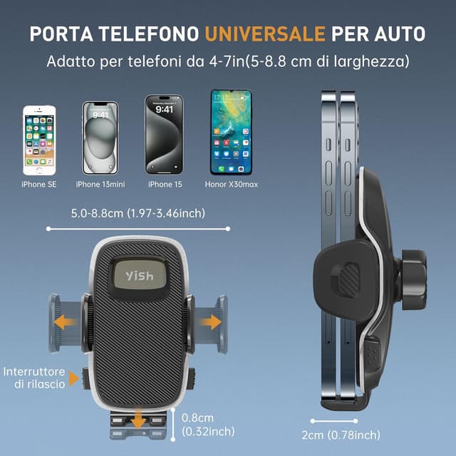 Thumbnail 6 de YISH Portacellulare auto 360° rotazione universale