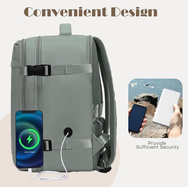 Detalle 2 de Yankony Easyjet Handgepäck-Rucksack 45 x 36 x 20 cm – wasserabweisender Flugreise-Travelbag fürs Kabinengepäck