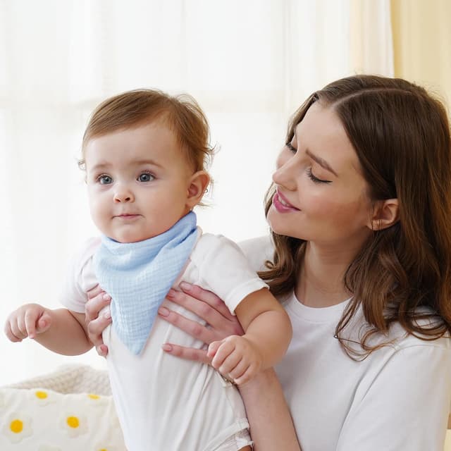 Detalle 2 de Kewlife gift Baby-Lätzchen aus Musselin – verstellbares Dreieckstuch als Halstuch für Jungen & Mädchen
