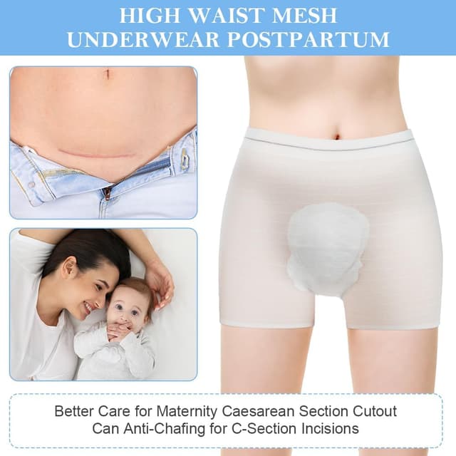 Detalle 2 de ACWOO Postpartum Disposable Knickers (10 pack) – high-waist mesh pants for C-section recovery, travel, period & incontinence