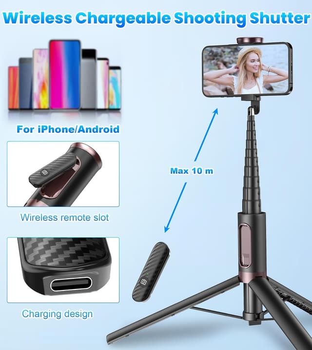 Thumbnail 4 de TONEOF 67" Selfie Stick Tripod with Remote